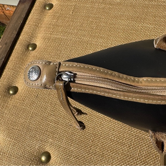 Longchamp Small Handbag Black Nylon Tan Leather Le Pliage Top Handle - Picture 8 of 16